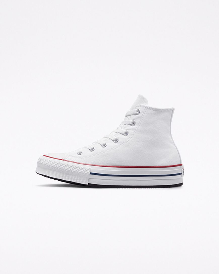 Pantofi Platforma Fete Converse Chuck Taylor All Star Lift Inalti Albi Rosii Inchis Bleumarin | RO CDLYV951